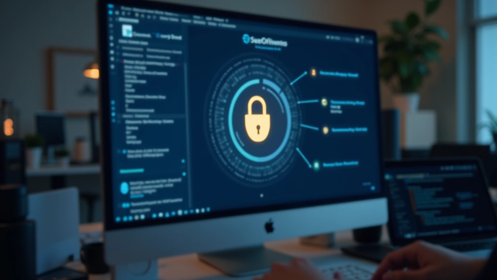 Gesloten hangslot met AVG GDPR compliance badge op computerscreen in kantoor omgeving