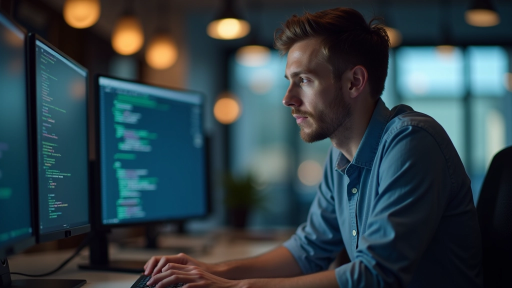 Web developer aan het werk met code editor en cookie compliance checklist
